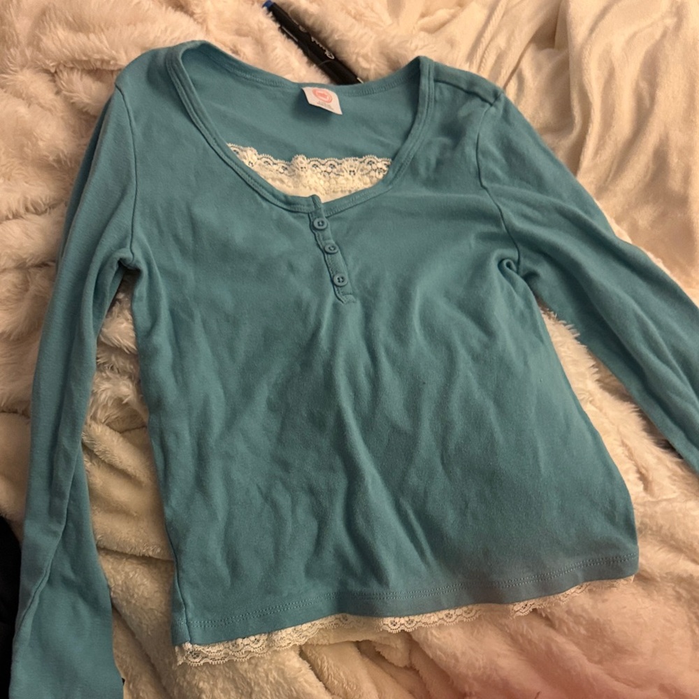 Women's Blue Long Sleeve Top